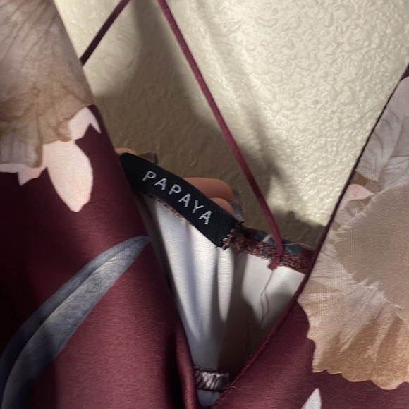 Papaya Maroon Fit and Flare Floral Dress - Picture 8 of 8